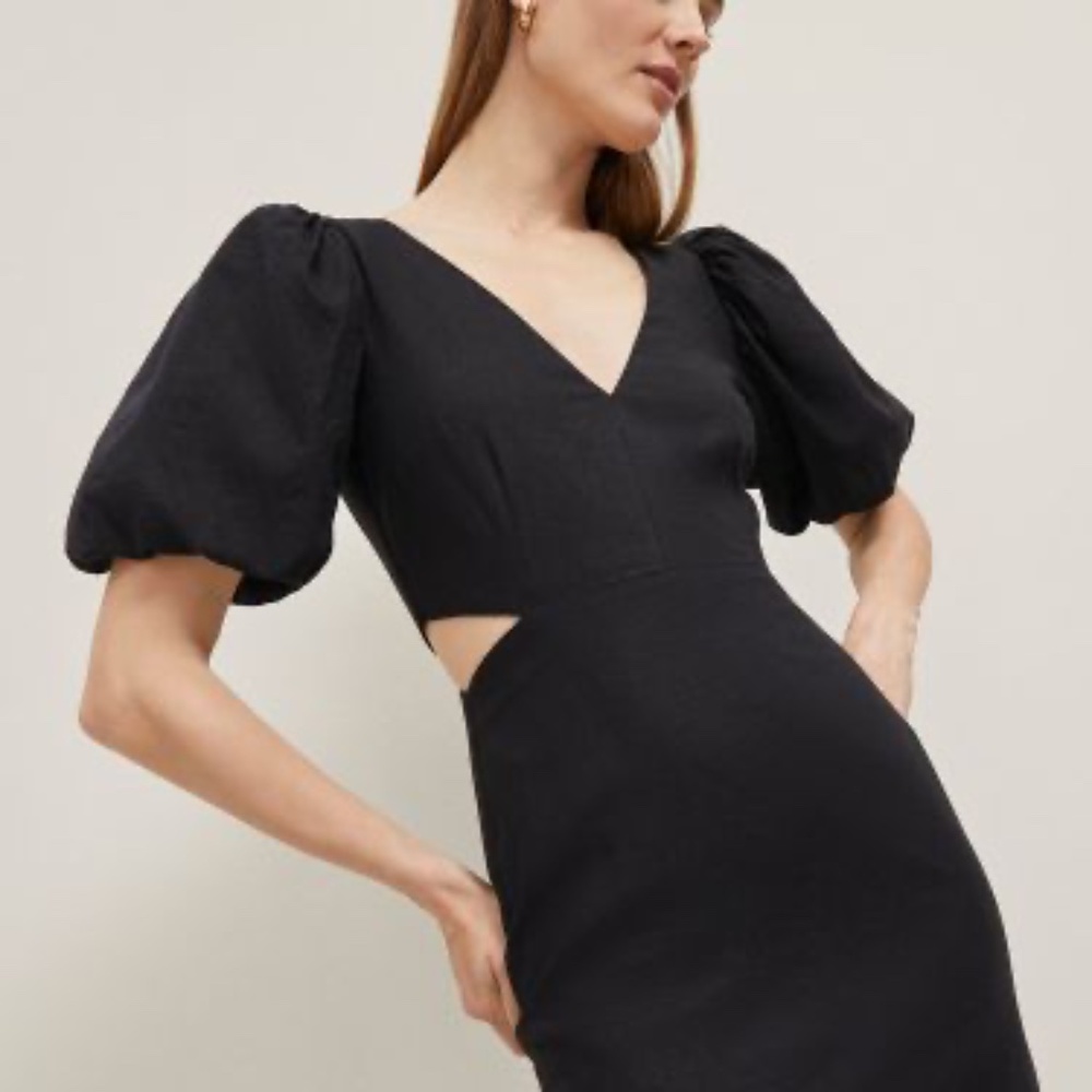 Linen Blend Cutout Dress(Final Sale)